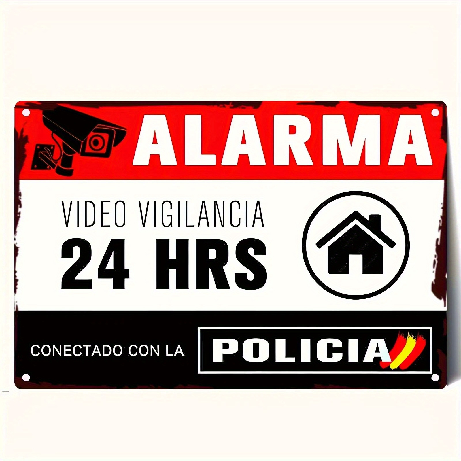 Home Yard Security - Placa de Metal Vintage Espanhola ALARMA