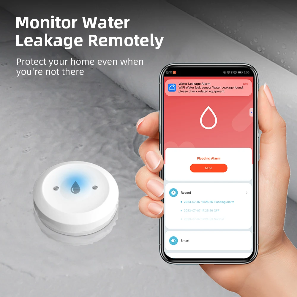 Home Security With Ai - Sensor de Vazamento de Água Zigbee