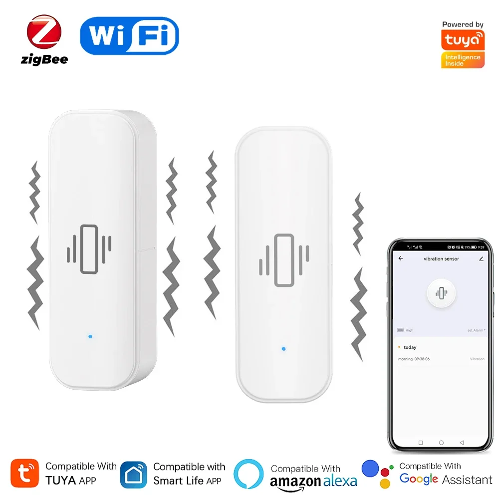 Home Security Alarm - Tuya-Sensor de Vibração Inteligente para Segurança