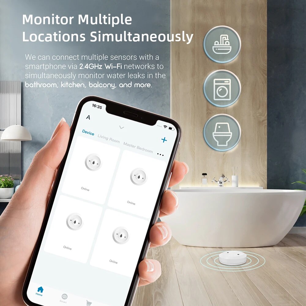 Sensor de Vazamento de Água Zi - Home Security With Ai avaliação e preço